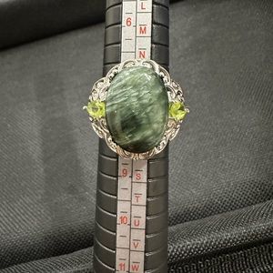 Vintage green jasper ring Size 7.5